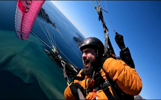 Adrenalin paragliding flight with some acrobatics element over Budva