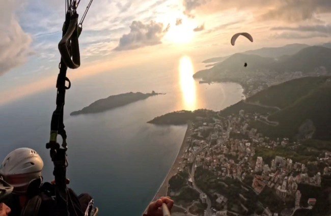 Paragliding in Budva an unforgettable experience, sunset flight