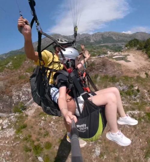 Thermal sailing, paragliding above take off Braici